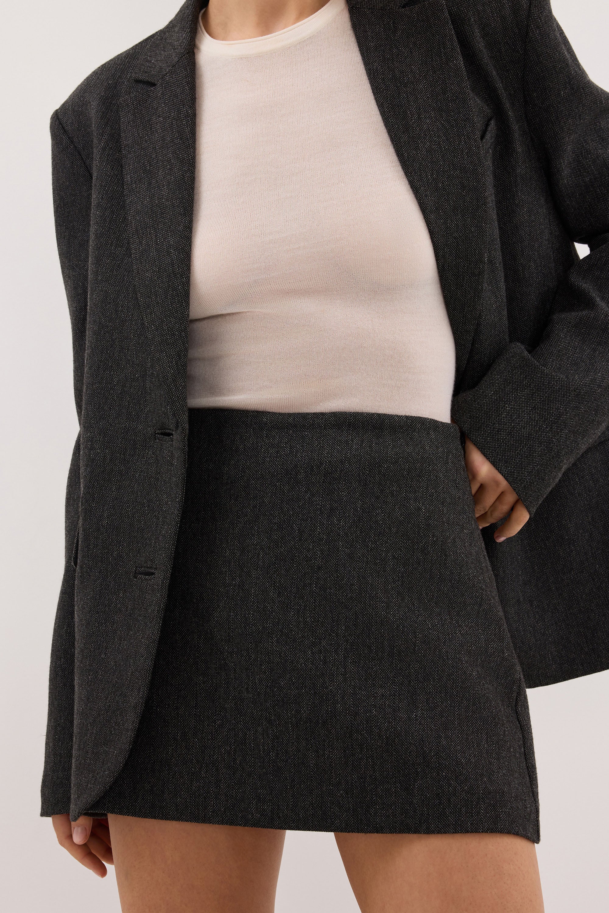 SOFIA DARK GREY TEXTURED SKORT - Image 6