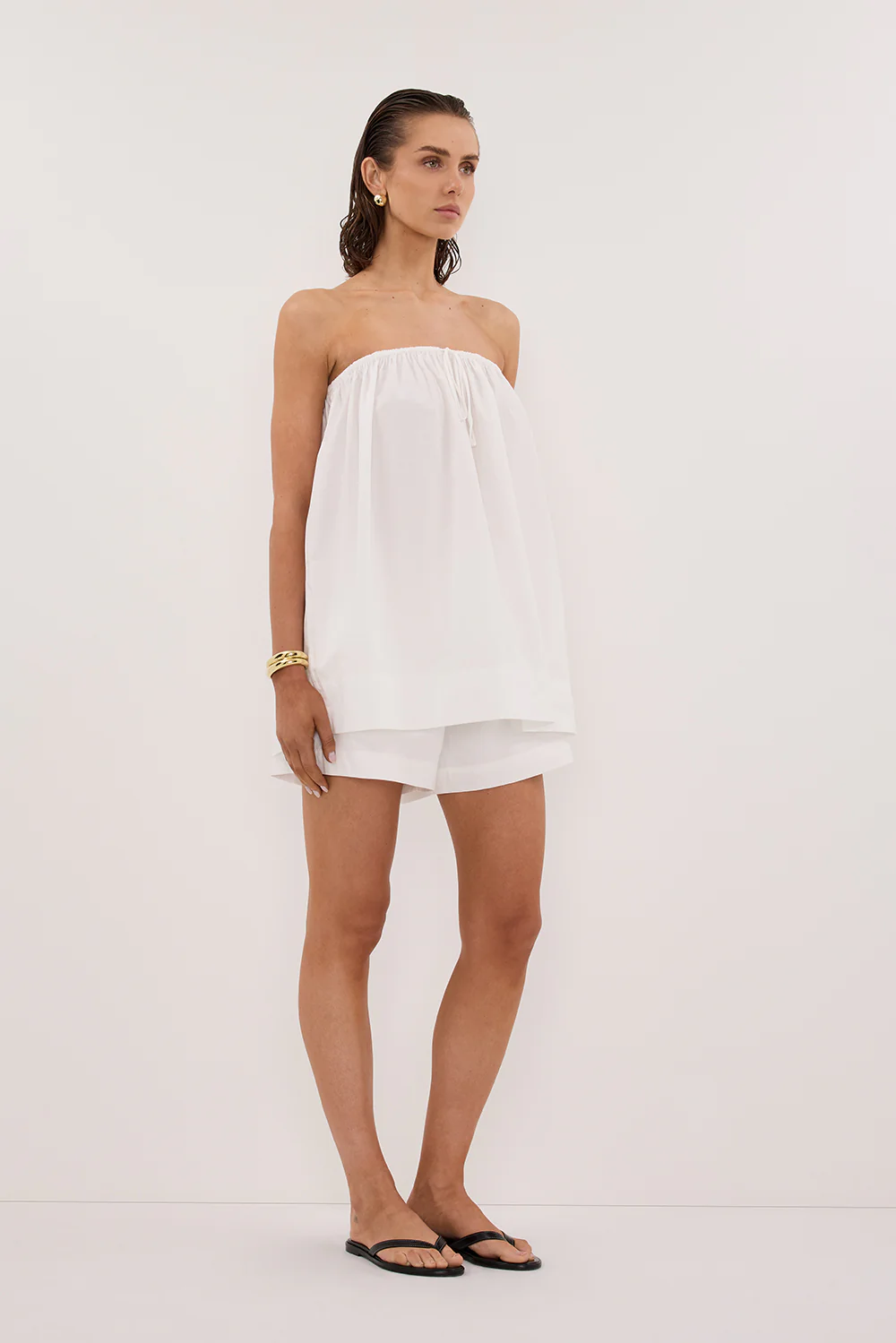 SOMMER WHITE STRAPLESS POPLIN TOP - Image 3