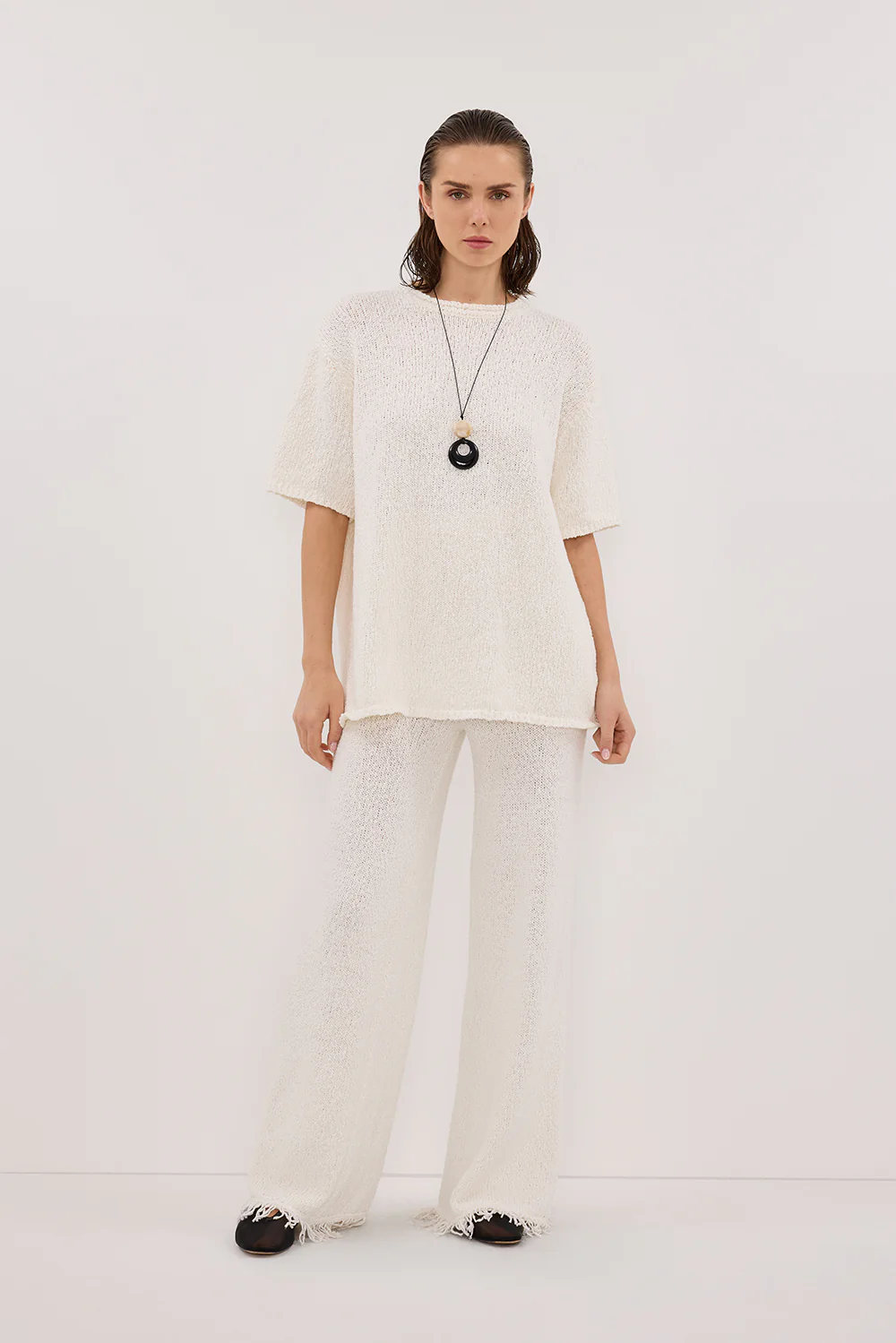 SUE OFF WHITE OVERSIZED KNIT TEE