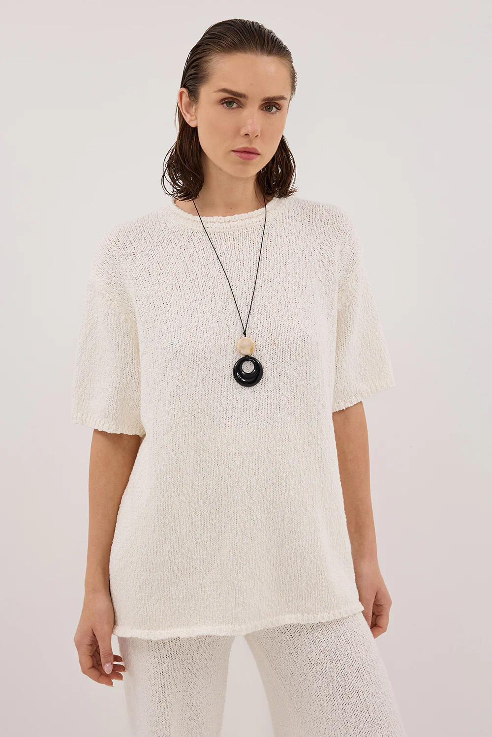 SUE OFF WHITE OVERSIZED KNIT TEE - Image 2