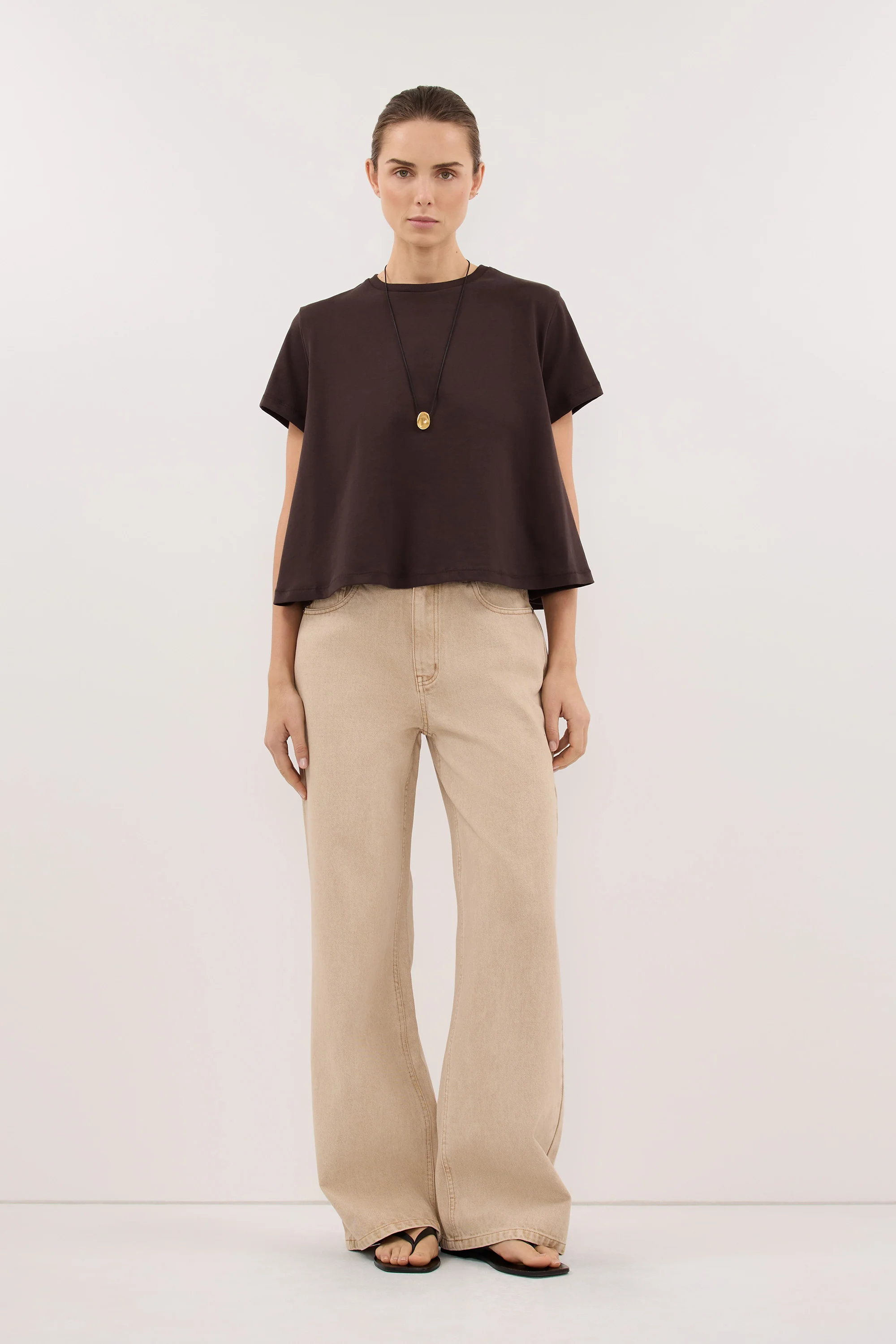 TATUM BITTER CHOC SHORT SLEEVE COTTON TEE