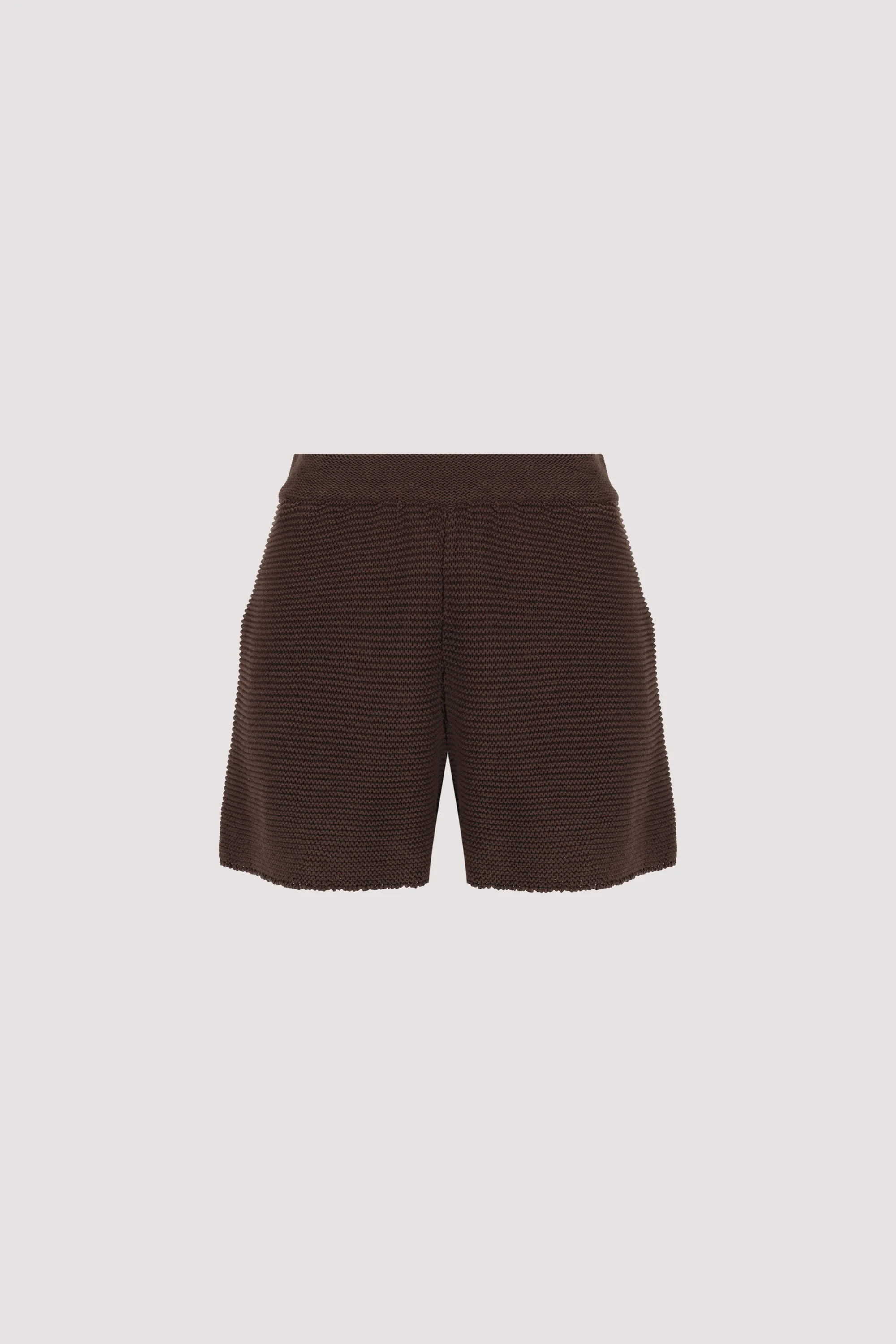 THEA BURNT CHOC COTTON KNIT SHORTS - Image 6