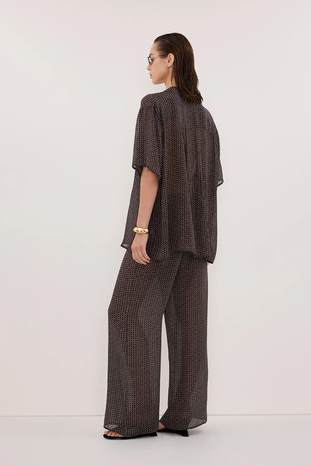 TIA CHOC MICRO CHECK PANT - Image 3