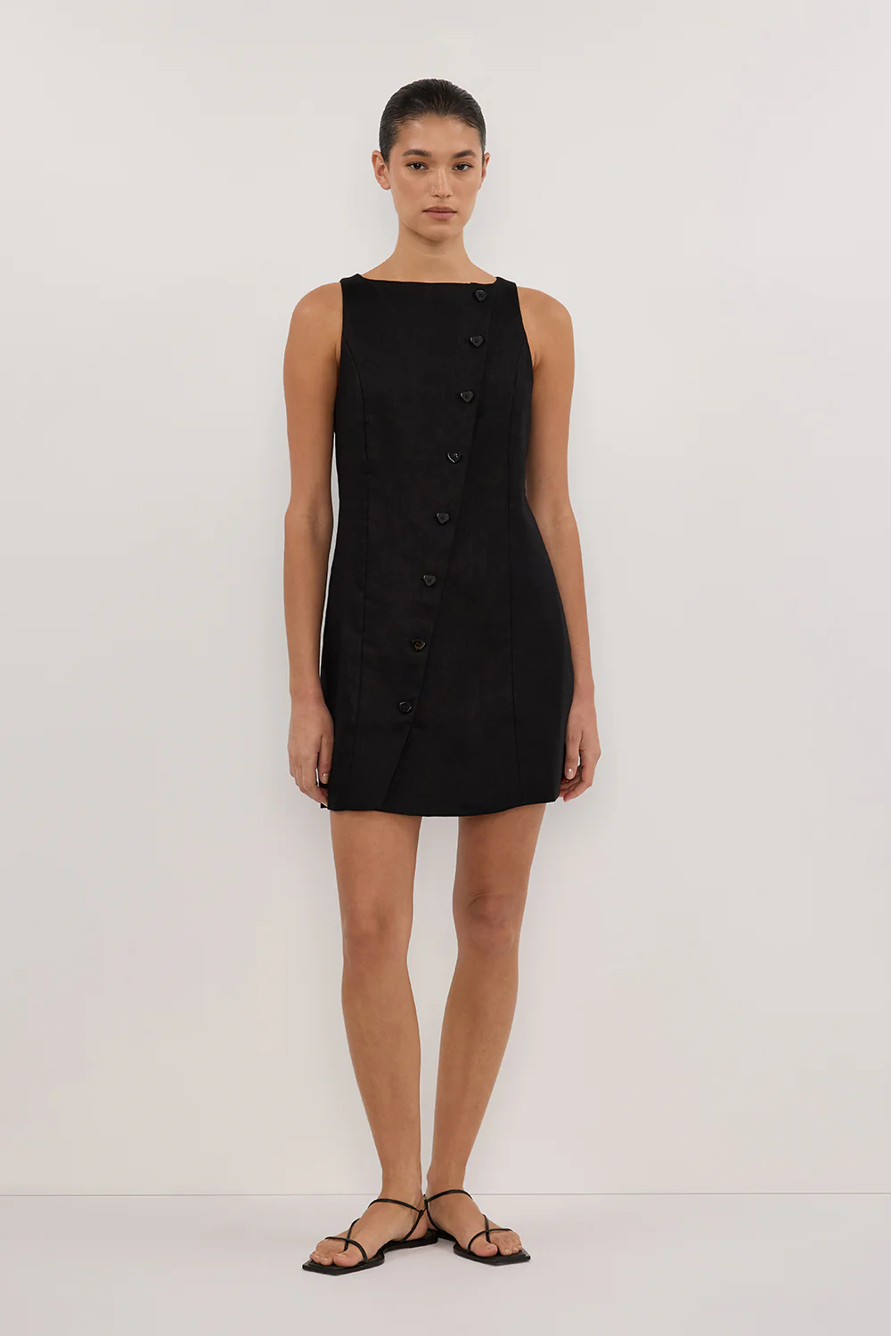TOMMY BLACK LINEN MINI DRESS