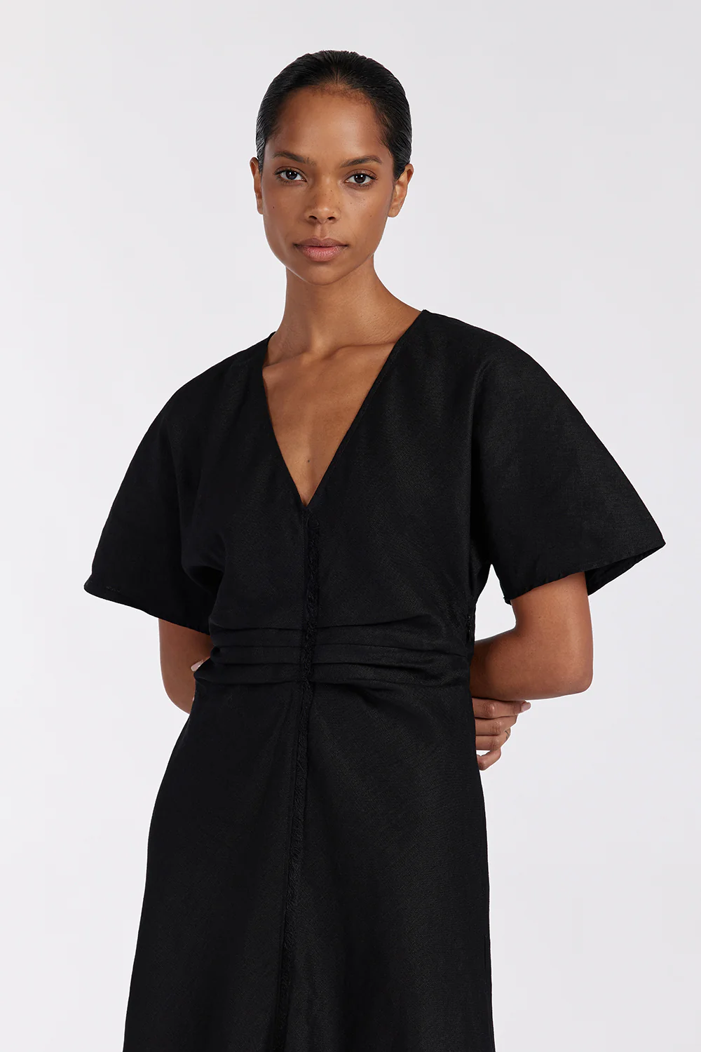 ZAHARA BLACK FRINGING MIDI DRESS - Image 2