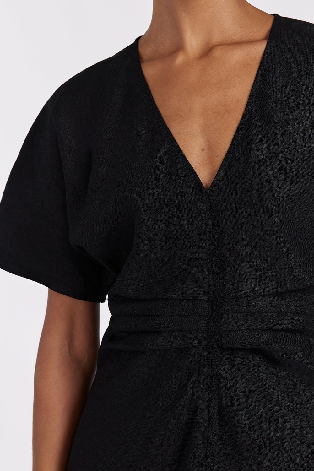 ZAHARA BLACK FRINGING MIDI DRESS - Image 5